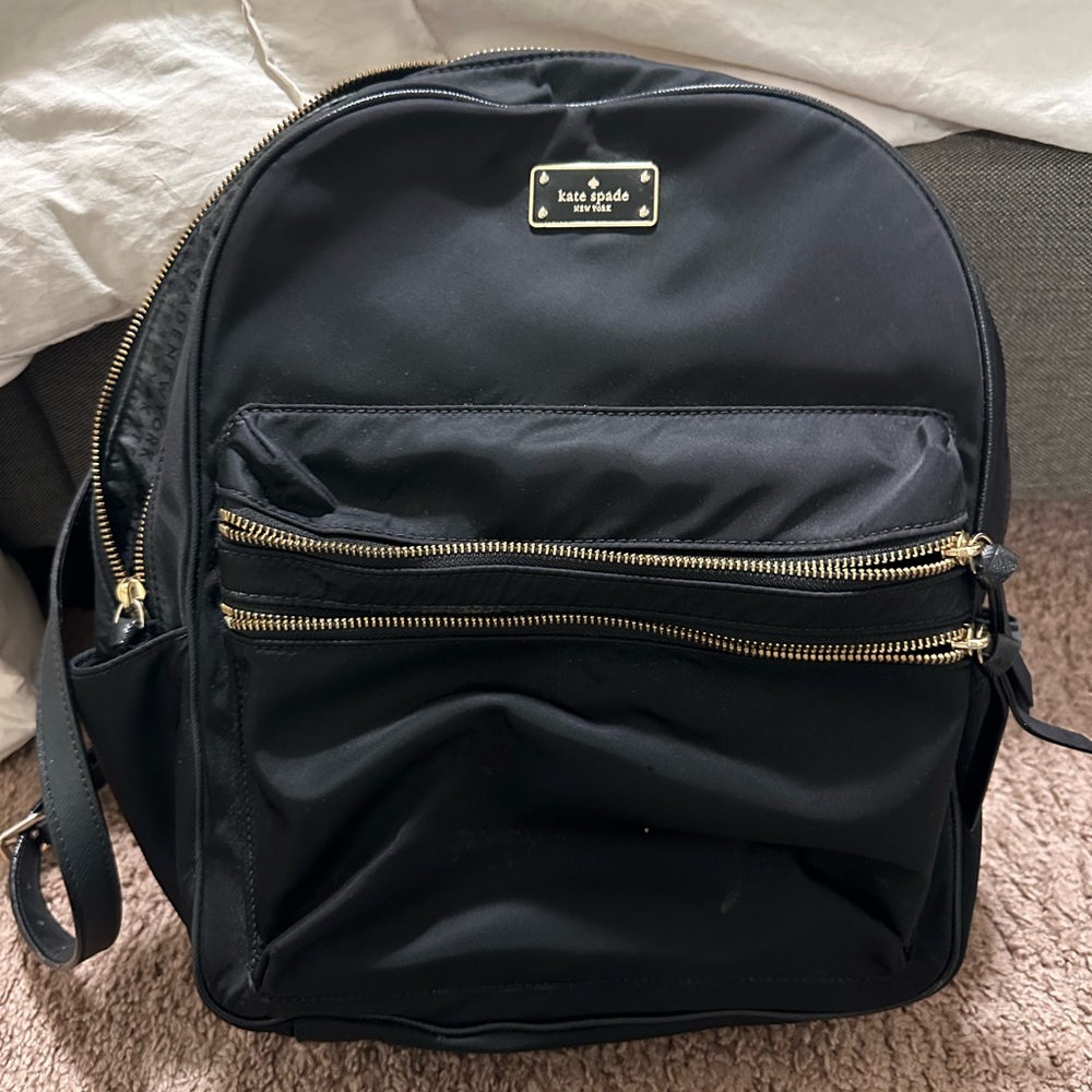 Kate Spade Black Backpack with Gold Zippers